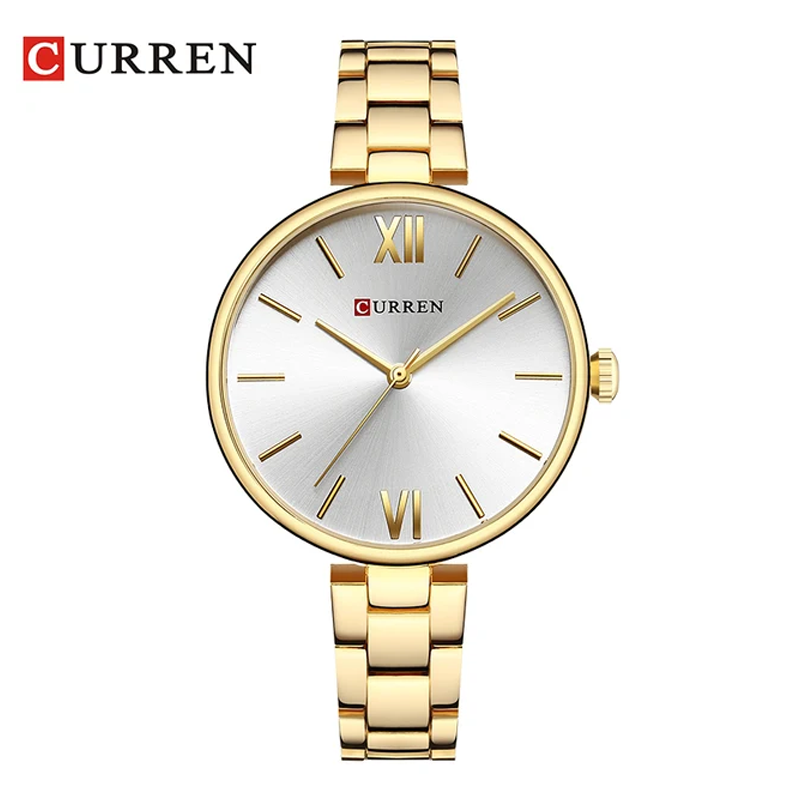 Curren 9017 Stainless Steel Luxury Ladies Watch - Gold White